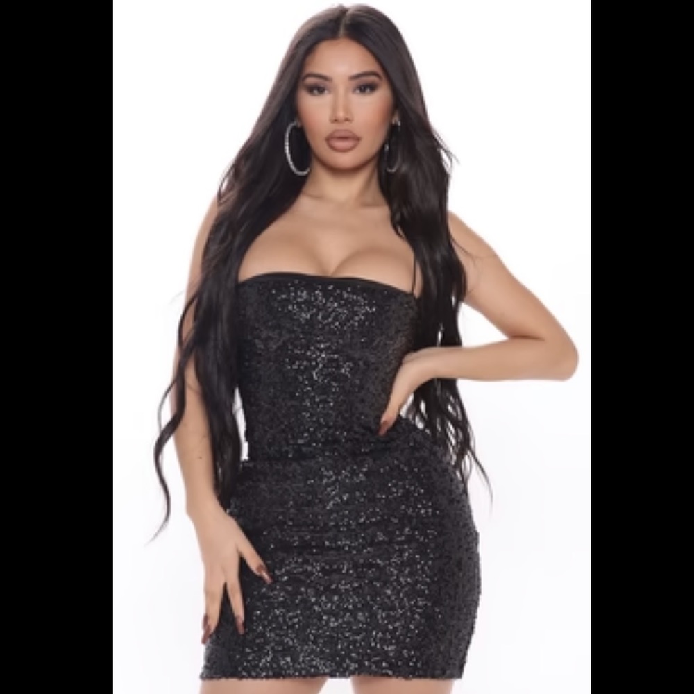 Fashion Nova black sequin dress